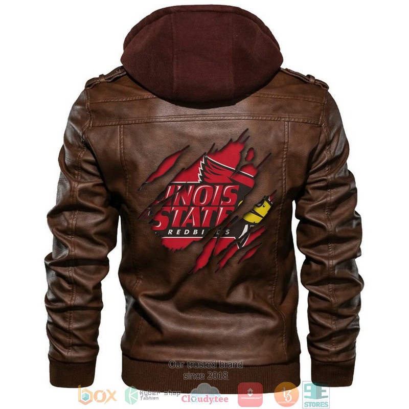 Illinois State Redbirds NCAA Brown Motorcycle Men Art Leather Jacket