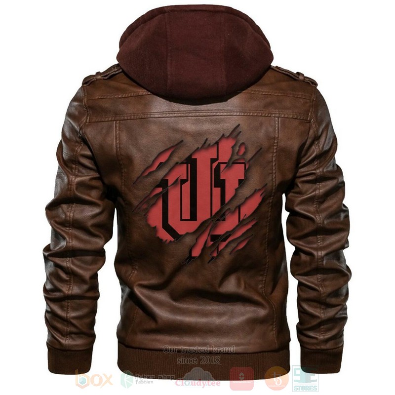 Indiana Hoosiers NCAA Brown Motorcycle Leather Jacket