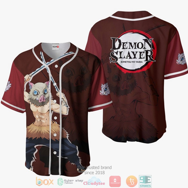 Inosuke Demon Slayer Red Baseball Jersey Shirt 1 Inosuke Demon Slayer Red Baseball Jersey Shirt