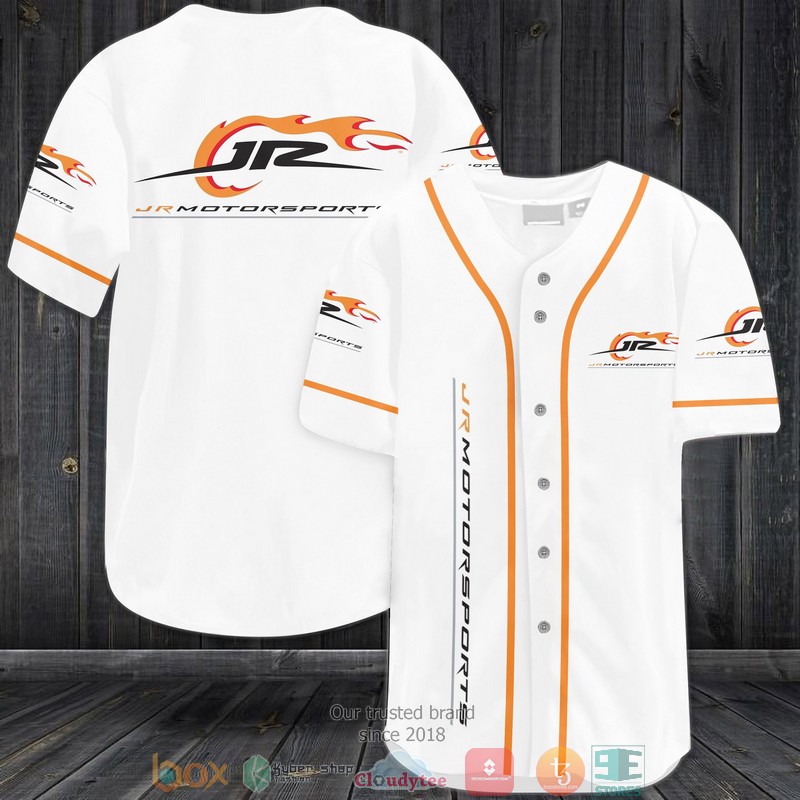 JR Motorsports Racing White Baseball Jersey