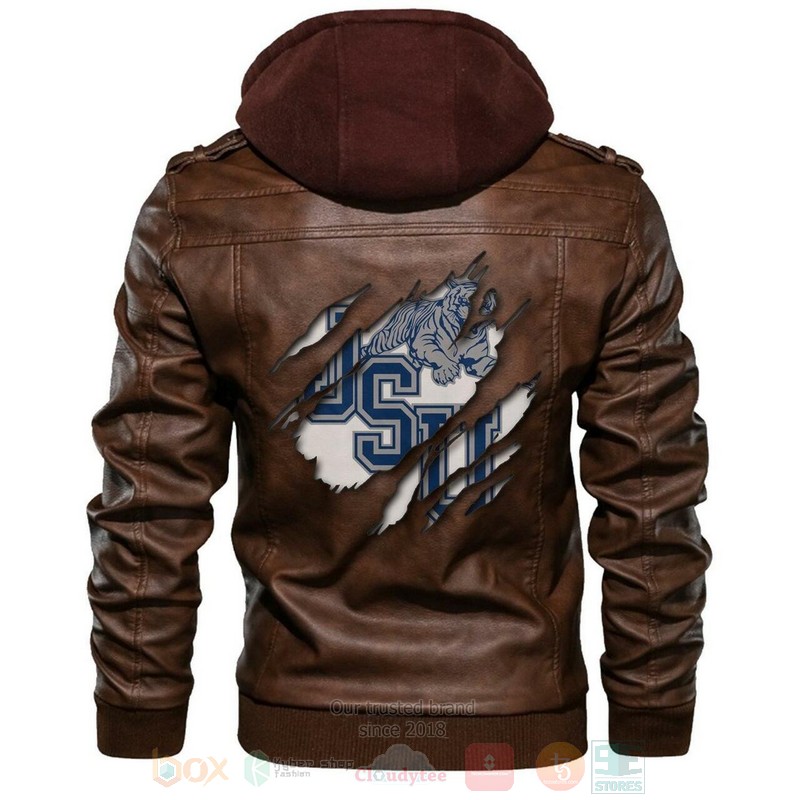 Jackson State Tigers NCAA Brown Motorcycle Leather Jacket