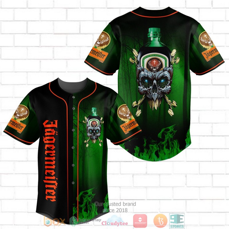 Jagermeister Flame Skull Baseball Jersey