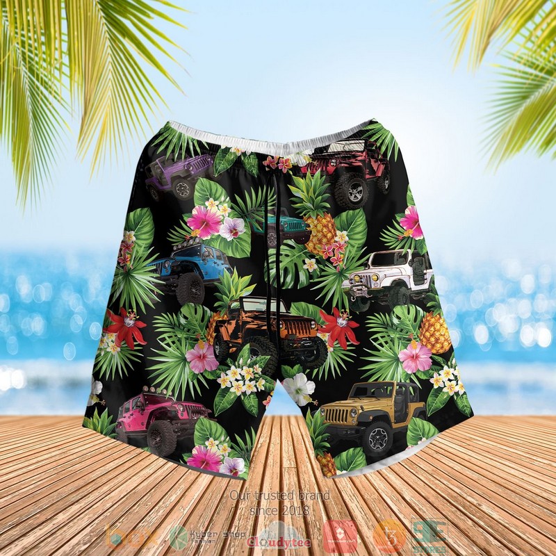 NEW Jeep Cars pineapple Summer Hawaii Shirt, Shorts 3 Jeep Cars pineapple Hawaiian Shirt Shorts 1 2