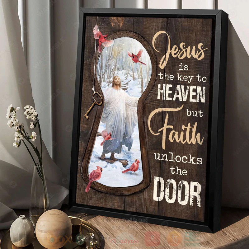 Jesus Christ Northern Cardinal Winter Forest Jesus Is The Key To Heaven Canvas 1