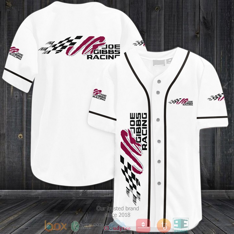 Joe Gibbs Racing White Baseball Jersey