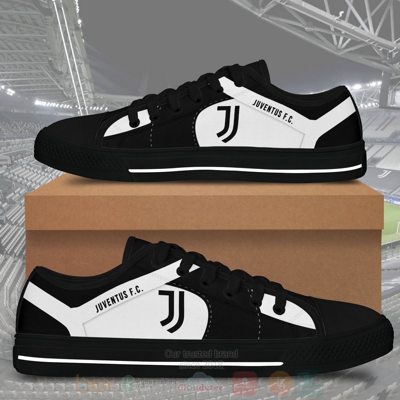 Juventus F C Black White Low Top Canvas Shoes