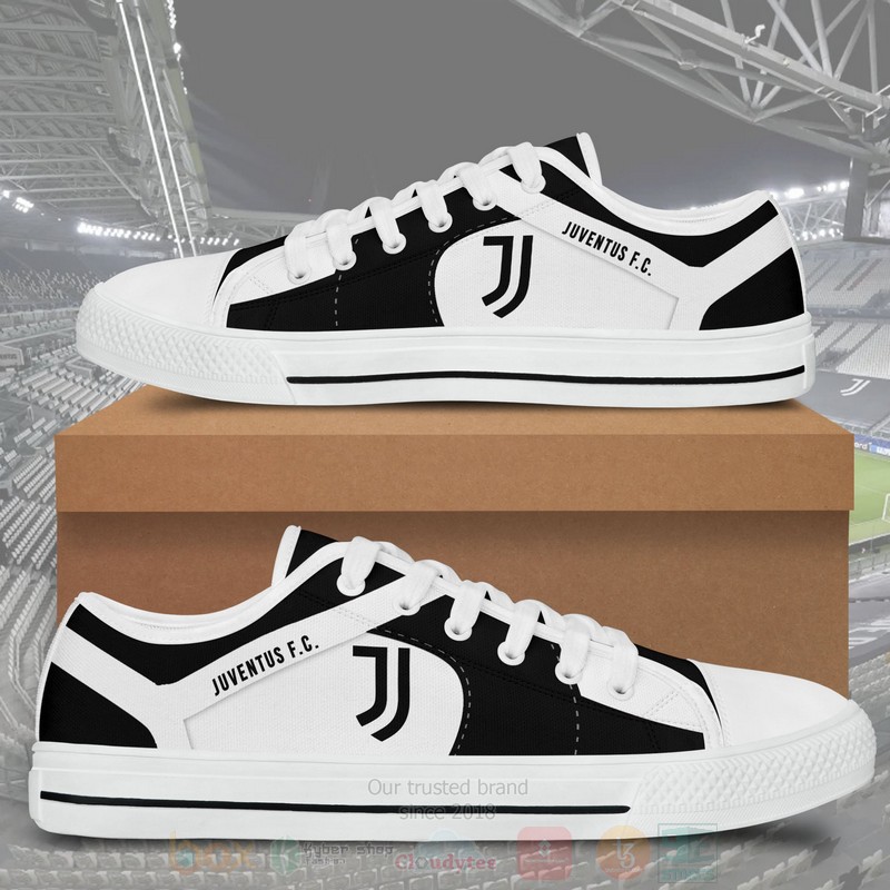 Juventus F C Black White Low Top Canvas Shoes 1