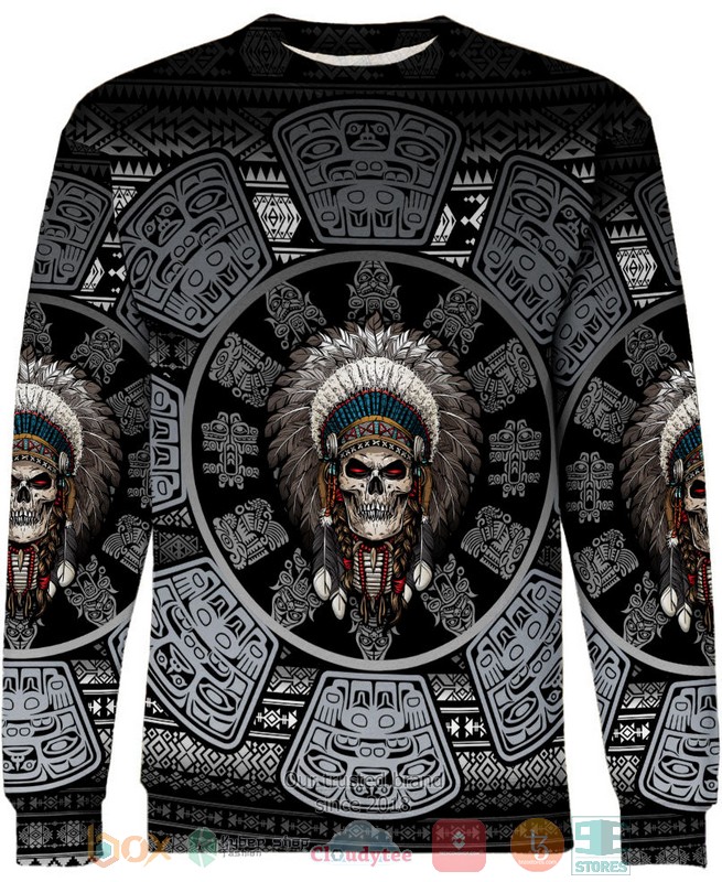 HOT Skull Chief Pattern Native American All Over Printed 3D Shirt, Hoodie 4 Skull Chief Pattern Native American 3D Shirt Hoodie 1 2 3