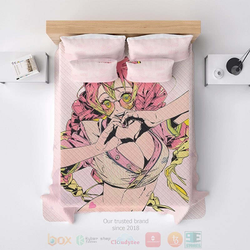HOT Kanroji Mitsuri Glowing Love Double Demon Slayer Bedroom Bedding Set 3 Kanroji Mitsuri Glowing Love Double Demon Slayer Bedding Set 1 2