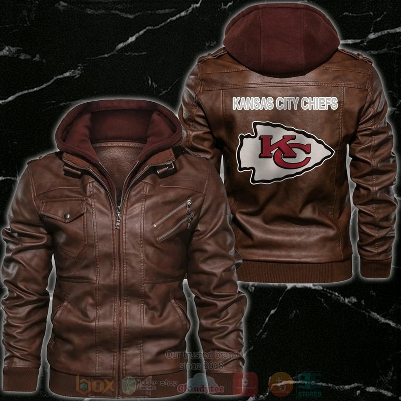 Kansas City Chiefs Nfl Football Motorcycle Brown Leather Jacket