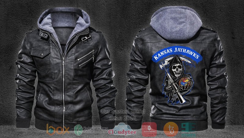 Kansas Jayhawks NCAA Basketball Sons Of Anarchy Black Leather Jacket 4 Kansas Jayhawks NCAA Basketball Sons Of Anarchy Black Leather Jacket