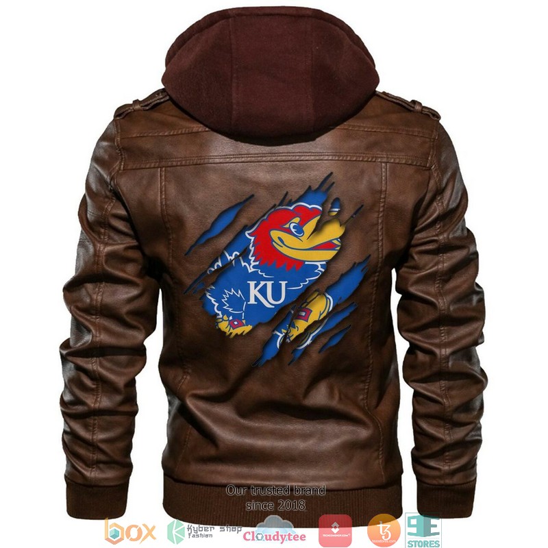 Kansas Jayhawks NCAA Brown Motorcycle Leather Jacket