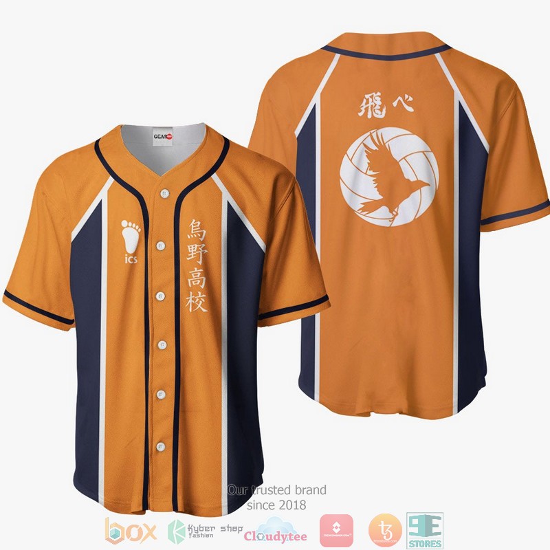 Karasuno Haikyuu Orange Baseball Jersey Shirt 1 Karasuno Haikyuu Orange Baseball Jersey Shirt