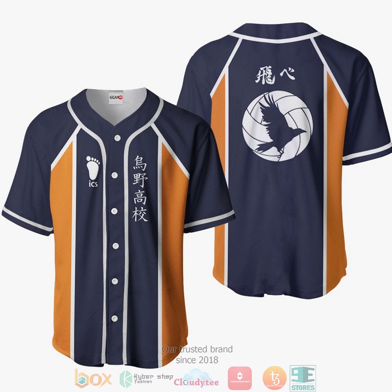 Karasuno Haikyuu navy Orange Baseball Jersey Shirt 6 Karasuno Haikyuu navy Orange Baseball Jersey Shirt