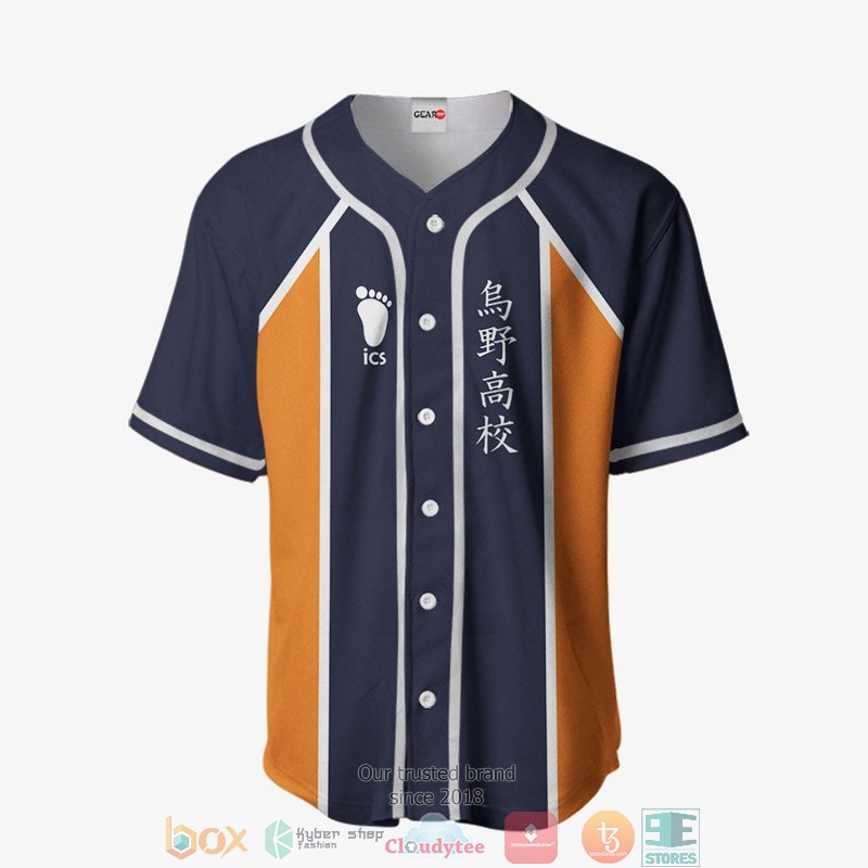 Karasuno Haikyuu navy Orange Baseball Jersey Shirt 2 Karasuno Haikyuu navy Orange Baseball Jersey Shirt 1