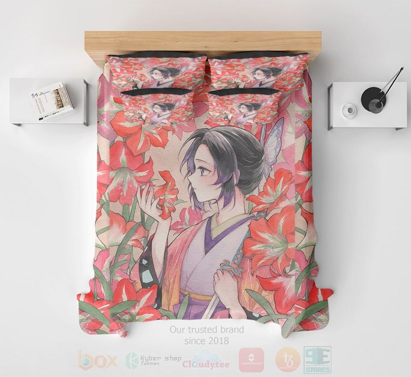 Kochou Shinobu Modern Pattern Stitched Floral Spring Demon Slayer Kimetsu no Yaiba Bedding Set 1