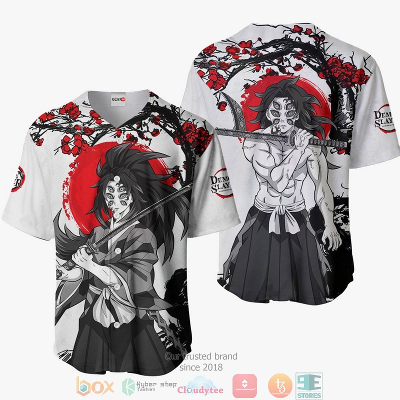 Kokushibo Demon Slayer Grey Baseball Jersey Shirt 1 Kokushibo Demon Slayer Grey Baseball Jersey Shirt