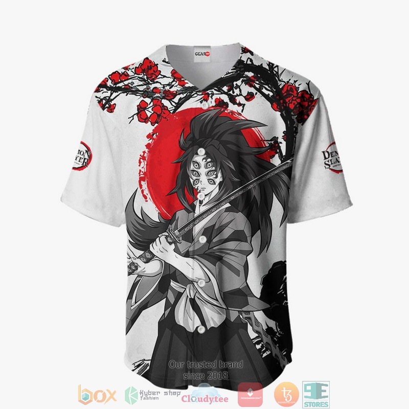 Kokushibo Demon Slayer Grey Baseball Jersey Shirt 2 Kokushibo Demon Slayer Grey Baseball Jersey Shirt 1