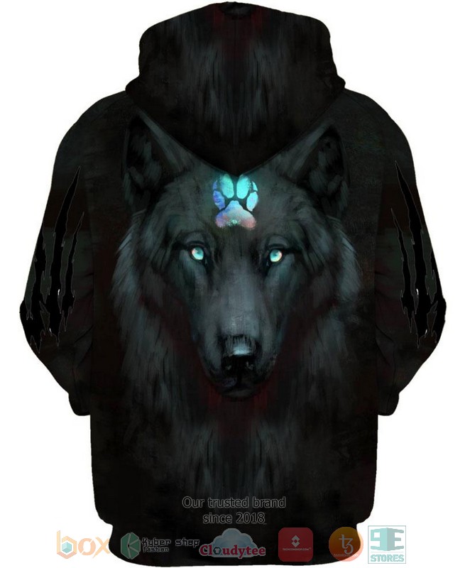HOT Black Wolf Blue Claw All Over Printed 3D Shirt, Hoodie 3 Black Wolf Blue Claw 3D Shirt Hoodie 1 2