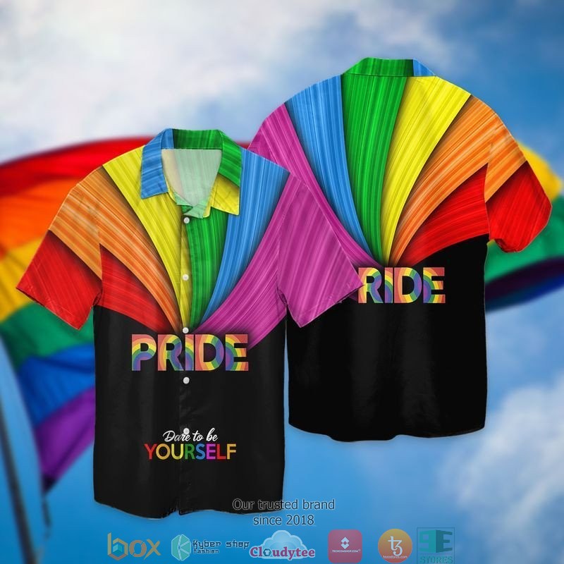 LGBT Pride Dare To be Yourself Short Sleeve Hawaiian Shirt 2 LGBT Pride Dare To be Yourself Short Sleeve Hawaiian Shirt