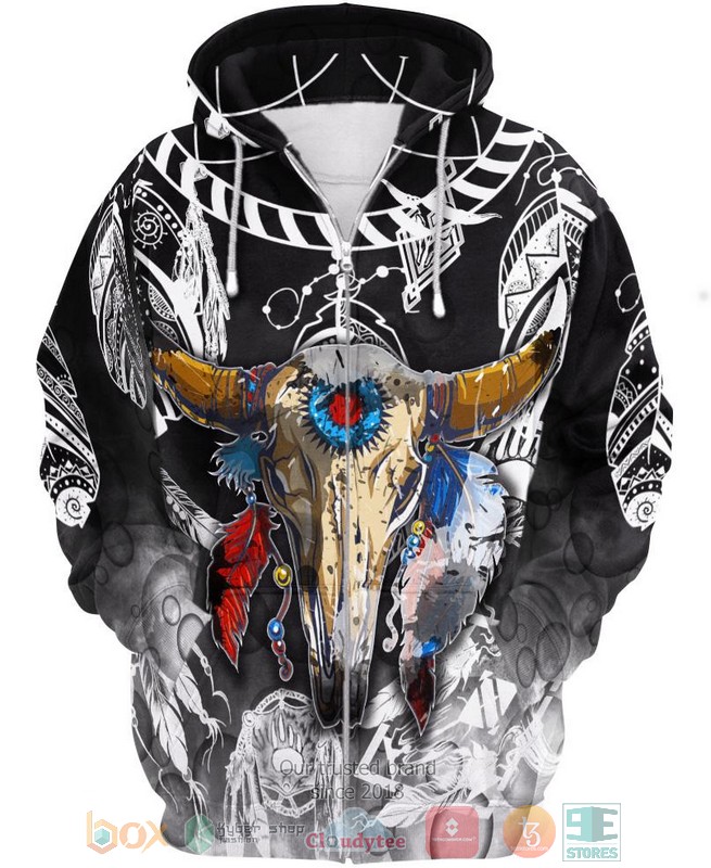 HOT Colorful Buffalo Skull All Over Printed 3D Shirt, Hoodie 5 Colorful Buffalo Skull 3D Shirt Hoodie 1 2 3 4