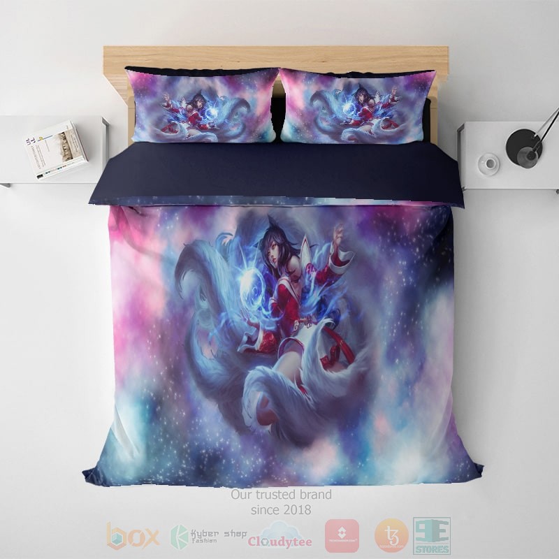 HOT League Of Legends Ahri Fan Art Universe Gamming Bedroom Bedding Set 2 League Of Legends Ahri Fan Art Universe Gamming Bedding Set