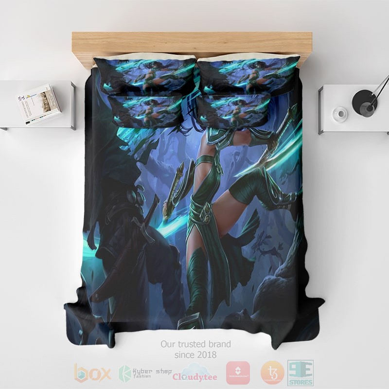 HOT League Of Legends Akali Classic Skin Katana Bedroom Bedding Set 2 League Of Legends Akali Classic Skin Katana Bedding Set 1