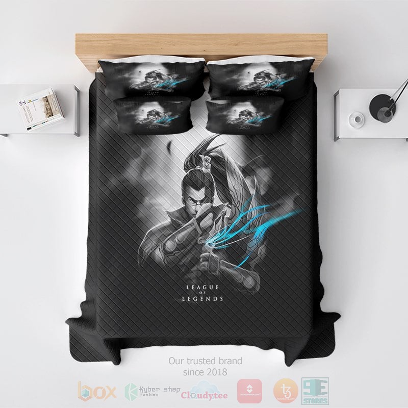 HOT League Of Legends Yasuo Katana Dark Bedroom Bedding Set 3 League Of Legends Yasuo Katana Dark Bedding Set 1 2