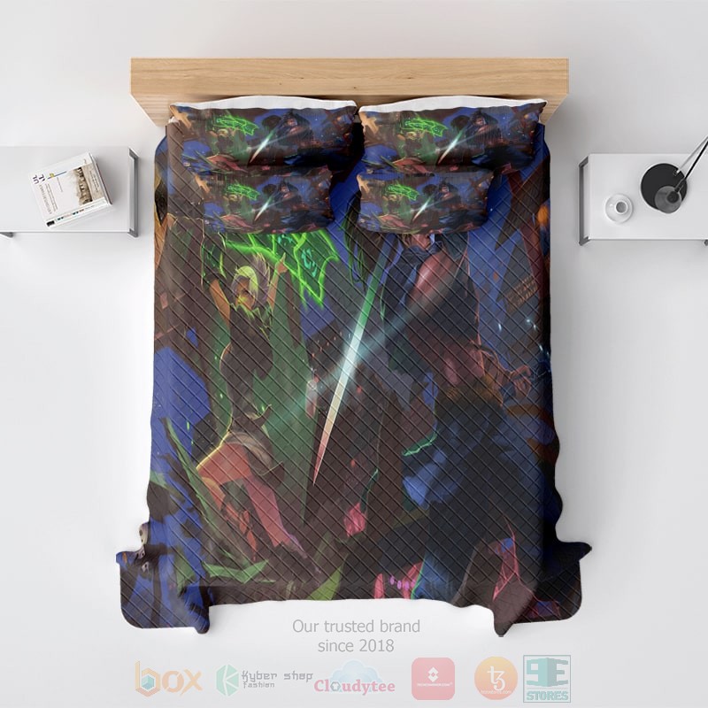 HOT League Of Legends Yasuo Riven Fight Bedroom Bedding Set 3 League Of Legends Yasuo Riven Fight Bedding Set 1 2