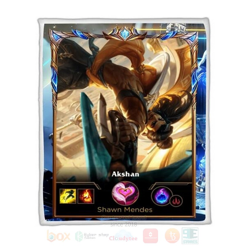 League of Legends Akshan Custom Name Sherpa Blanket