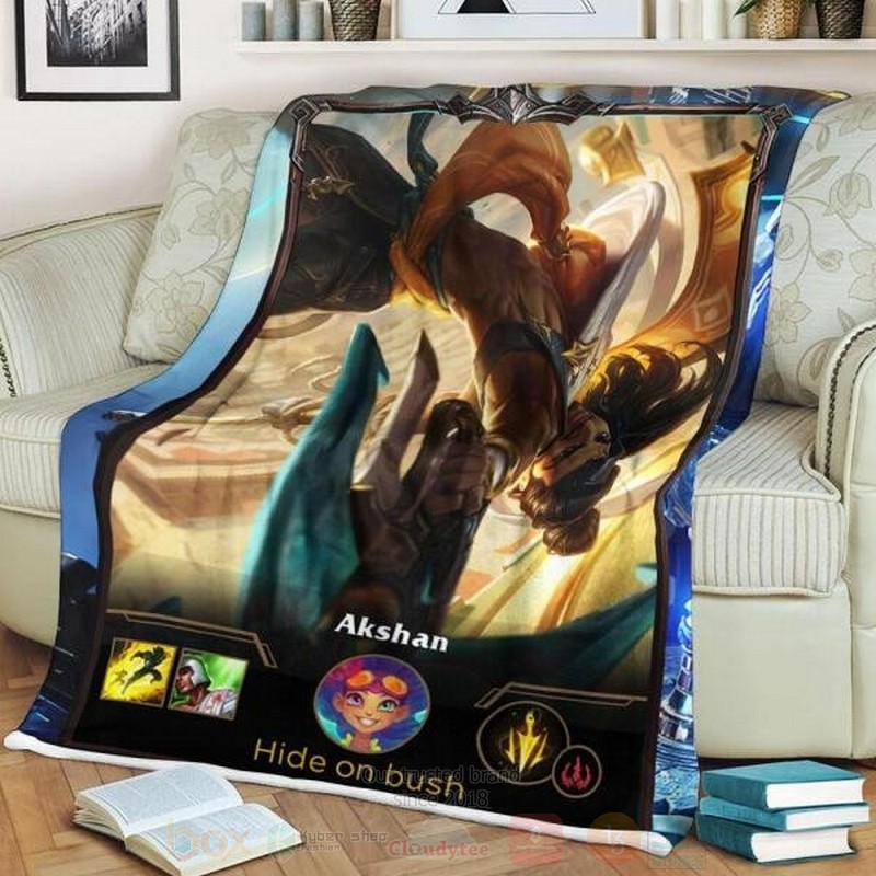League of Legends Akshan Custom Name Sherpa Blanket 1