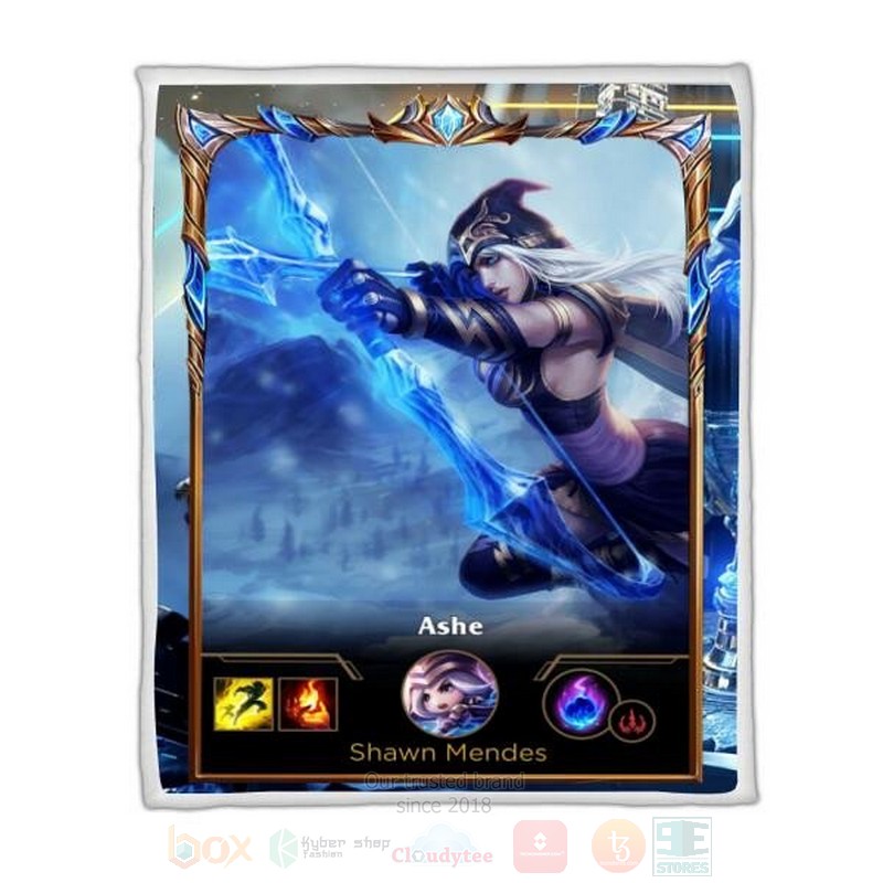 League of Legends Ashe Custom Name Sherpa Blanket
