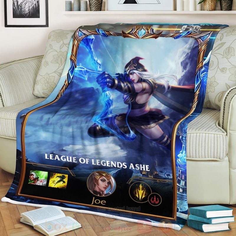 League of Legends Ashe Custom Name Sherpa Blanket 1