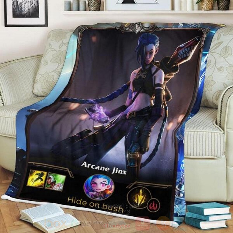 League of Legends Jinx Custom Name Sherpa Blanket 1