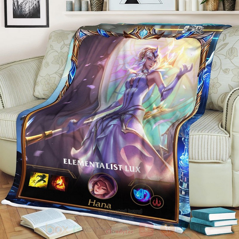 League of Legends Lux Custom Name Sherpa Blanket 1