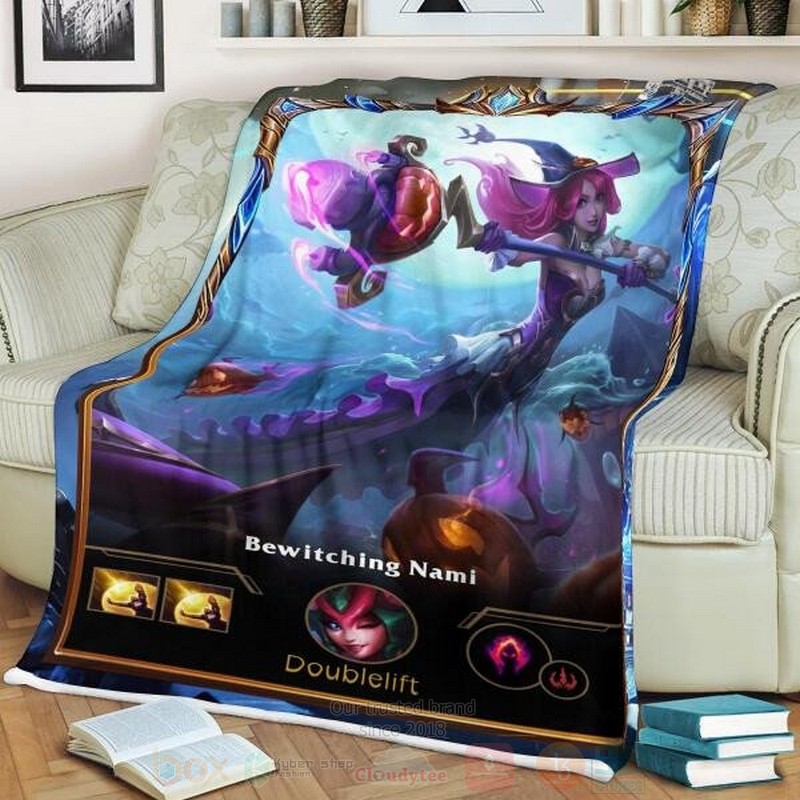 League of Legends Nami Custom Name Sherpa Blanket 1
