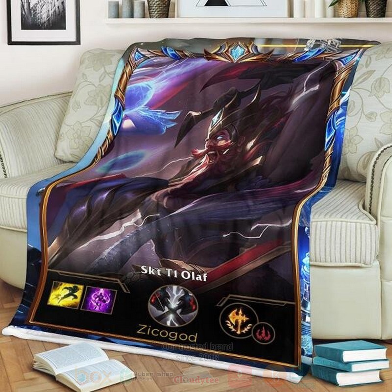 League of Legends Olaf Custom Name Sherpa Blanket 1