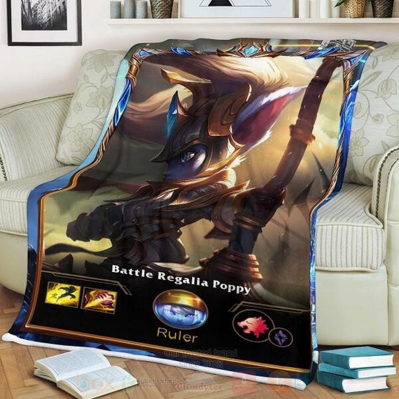 League of Legends Poppy Custom Name Sherpa Blanket 1
