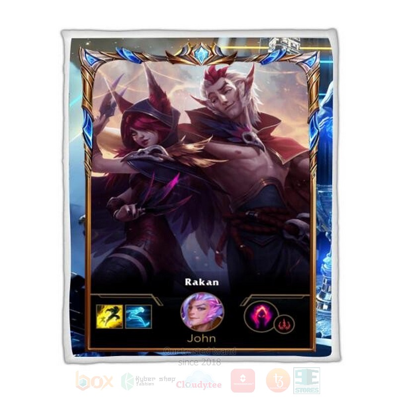 League of Legends Rakan Custom Name Sherpa Blanket