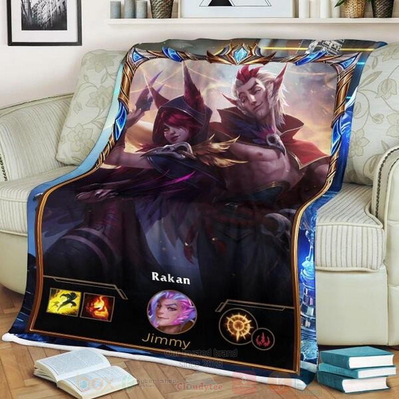 League of Legends Rakan Custom Name Sherpa Blanket 1