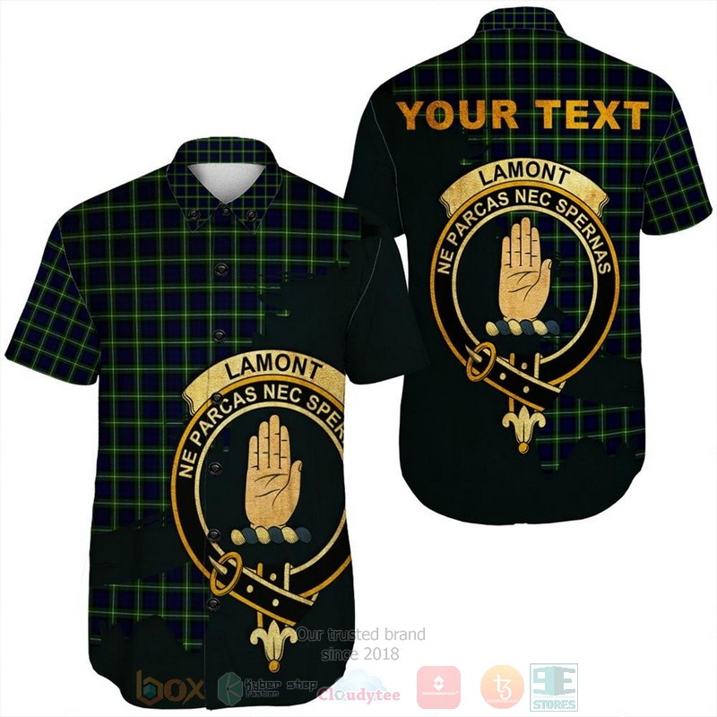 Leask Tartan Crest Custom Name Short Sleeve Hawaiian Shirt