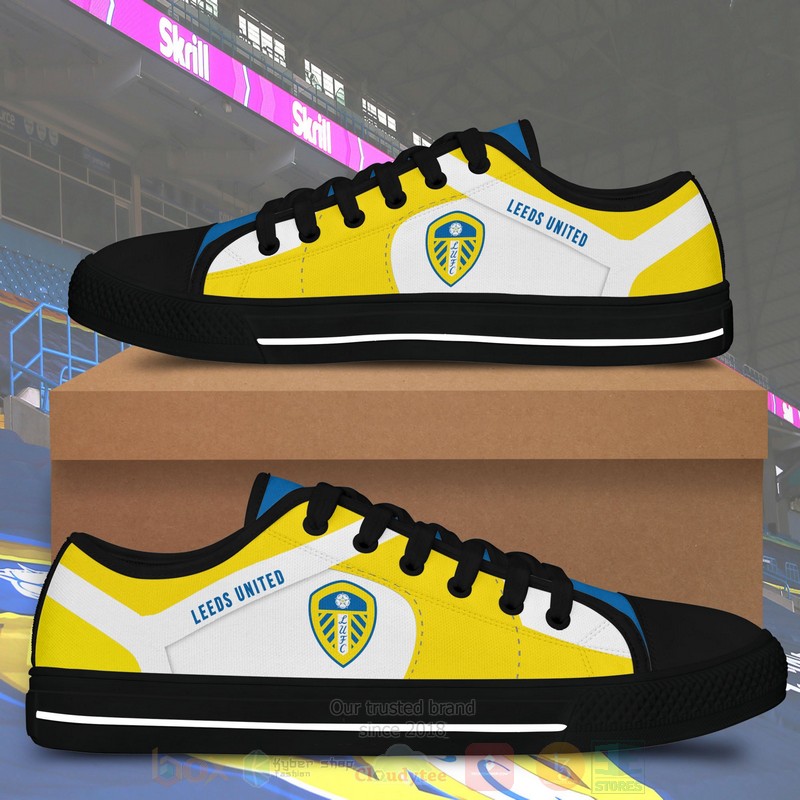 Leeds United Black White Low Top Canvas Shoes