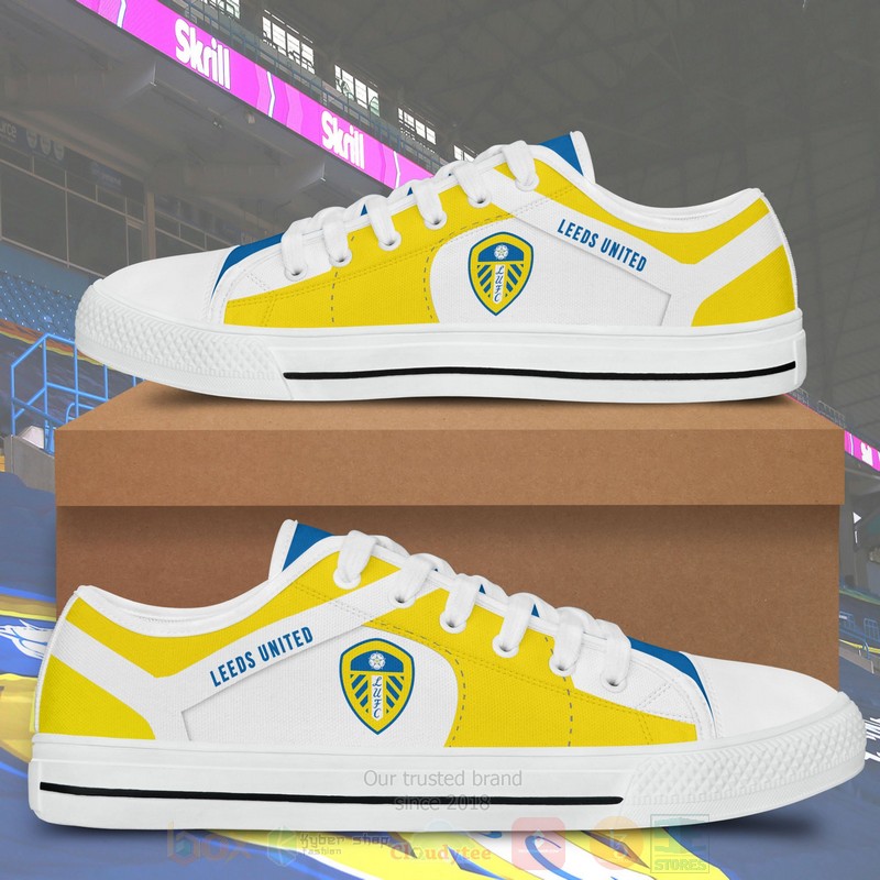 Leeds United Black White Low Top Canvas Shoes 1