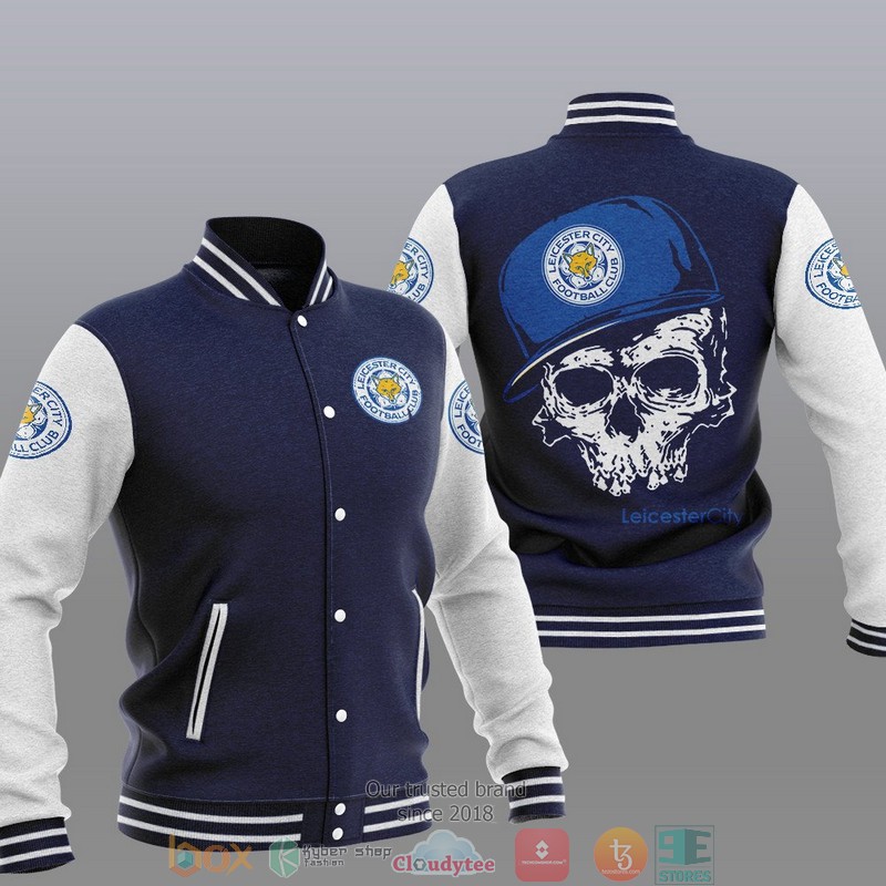 Leicester City FC Skull Baseball Jacket 2 Leicester City FC Skull Baseball Jacket 1