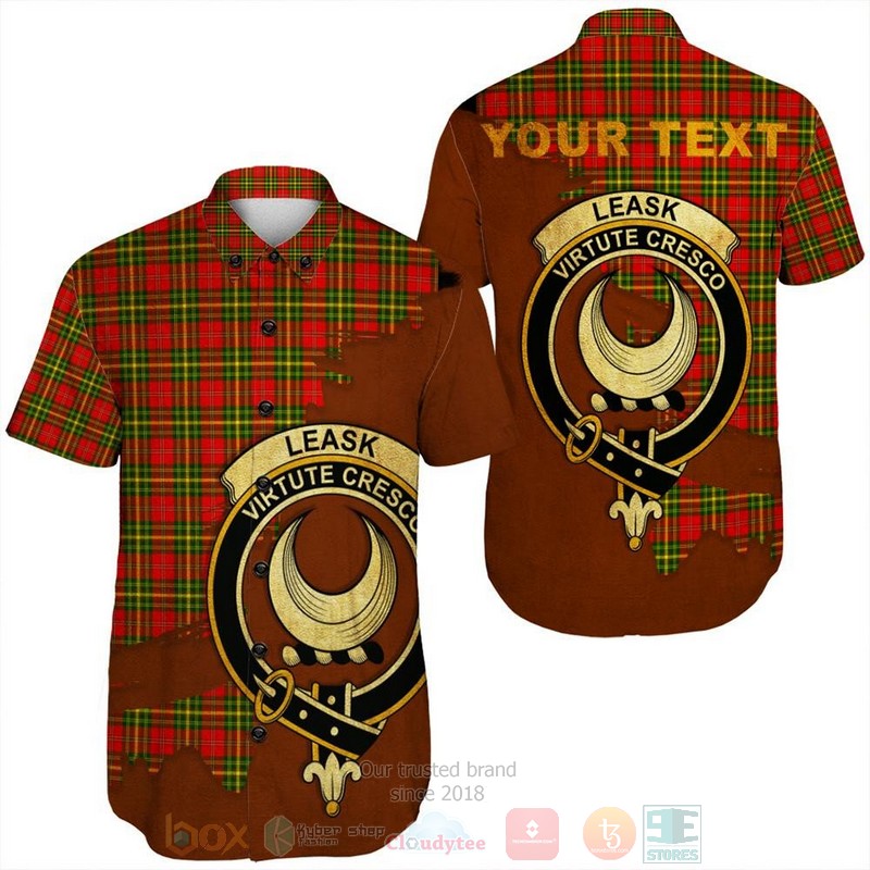 Lennox Modern Tartan Crest Custom Name Short Sleeve Hawaiian Shirt