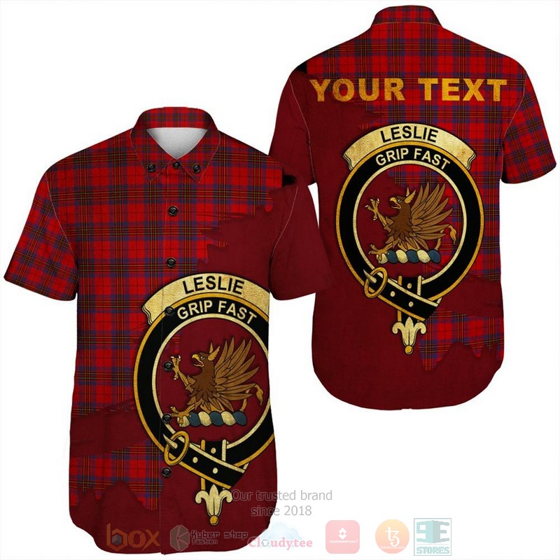 Lindsay Ancient Tartan Crest Custom Name Short Sleeve Hawaiian Shirt