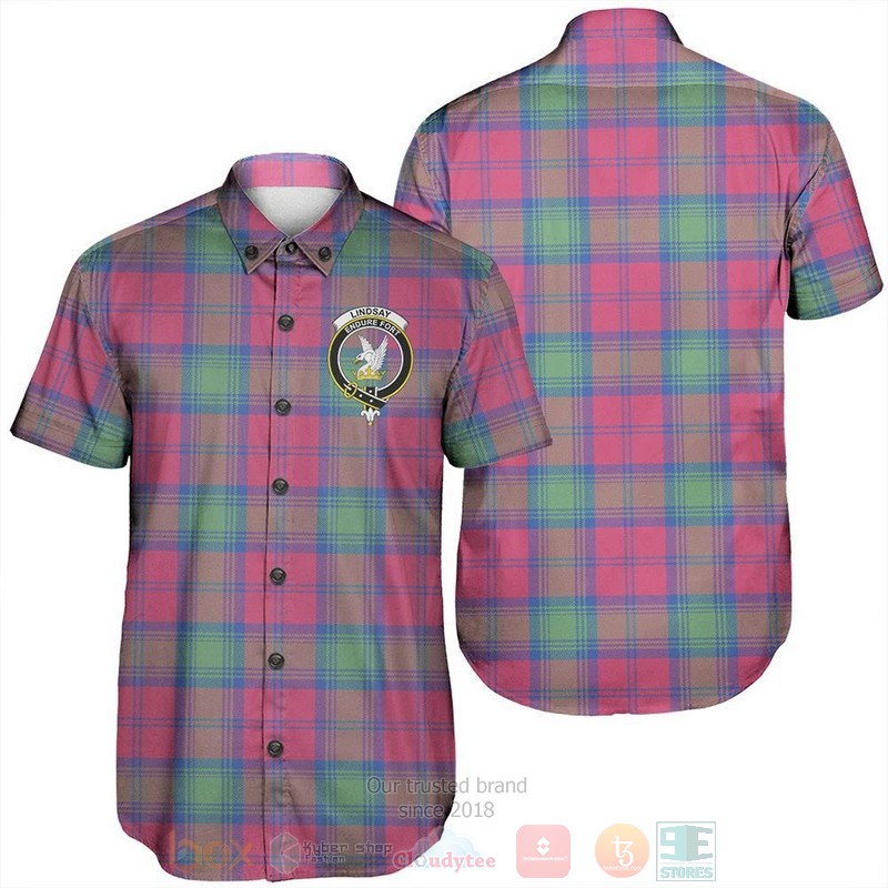 Lindsay Ancient Tartan Crest Short Sleeve Hawaiian Shirt