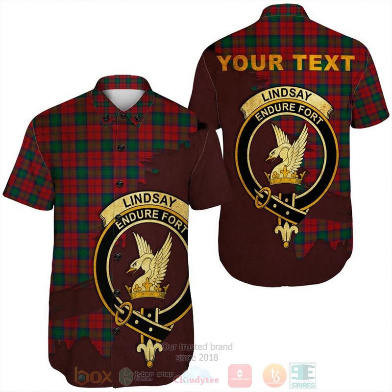 BEST Lindsay Weathered Tartan Crest Personalized Aloha Shirt 7 Lindsay Weathered Tartan Crest Custom Name Short Sleeve Hawaiian Shirt