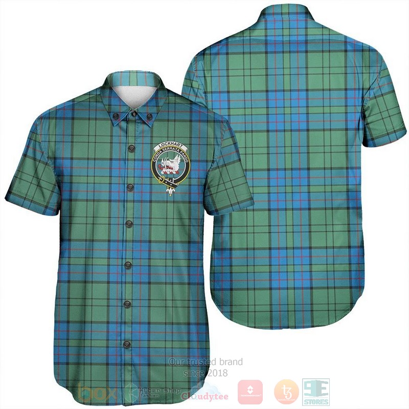 BEST Lockhart Modern Tartan Crest Aloha Shirt 7 Lockhart Modern Tartan Crest Short Sleeve Hawaiian Shirt