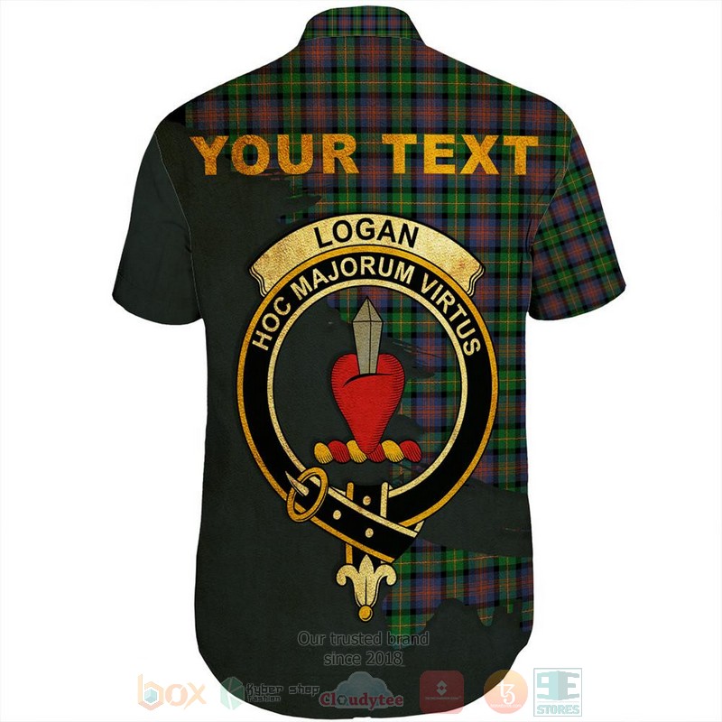 Logan Modern Tartan Crest Custom Name Short Sleeve Hawaiian Shirt 1 2